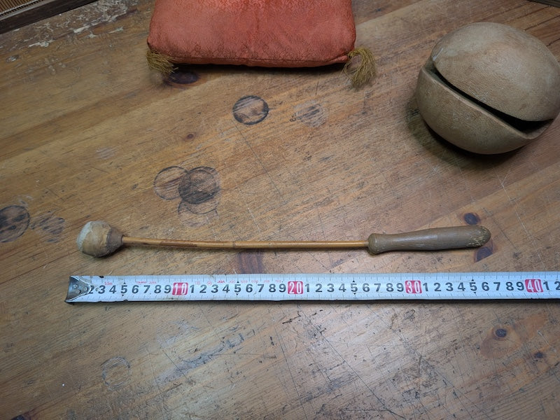 Vintage Japanese Mokugyo Wooden Drum 1970s Hand Carved Temple Instrument