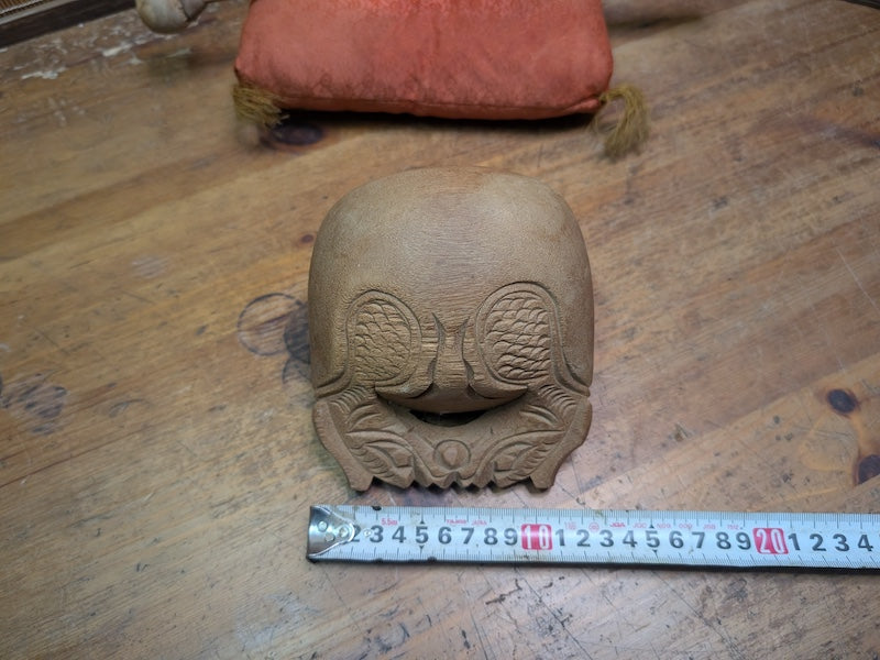 Vintage Japanese Mokugyo Wooden Drum 1970s Hand Carved Temple Instrument
