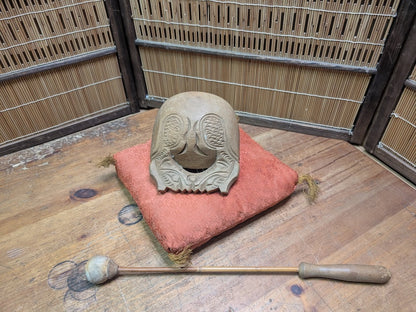 Vintage Japanese Mokugyo Wooden Drum 1970s Hand Carved Temple Instrument