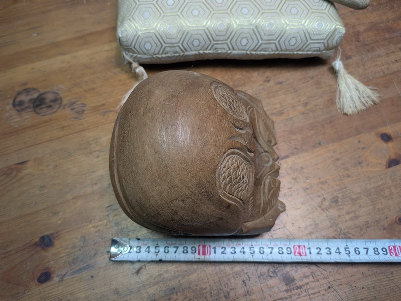 Vintage Japanese Mokugyo Wooden Drum Hand Engraved Full Set Made in Japan