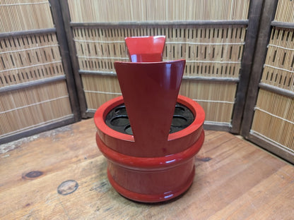 Vintage Japanese Red Lacquer Mizusashi Tea Ceremony Water Jar Wood Box