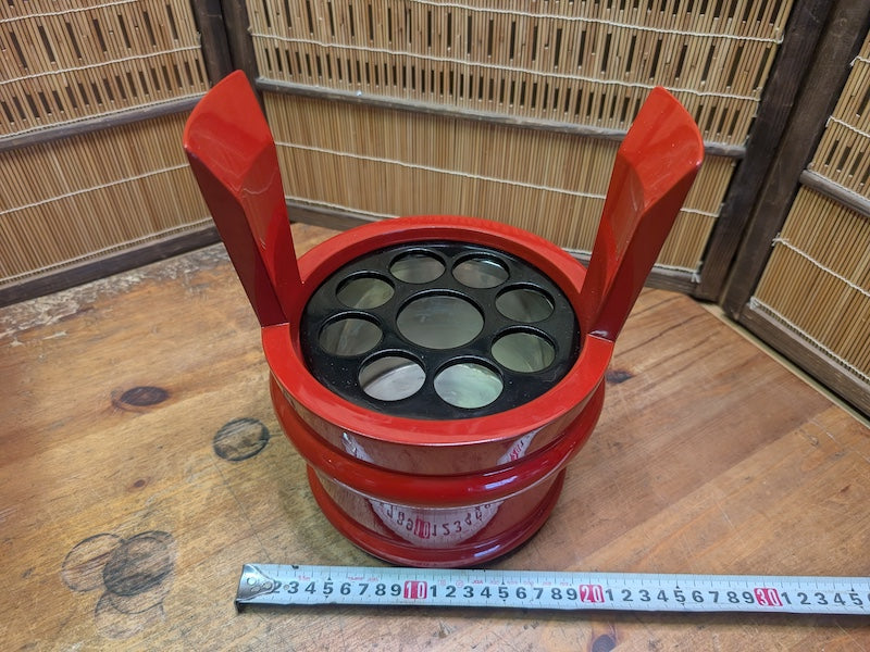 Vintage Japanese Red Lacquer Mizusashi Tea Ceremony Water Jar Wood Box