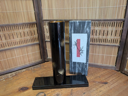 Vintage Japanese Urushi Lacquer Flower Vase Kabin W/Original Box