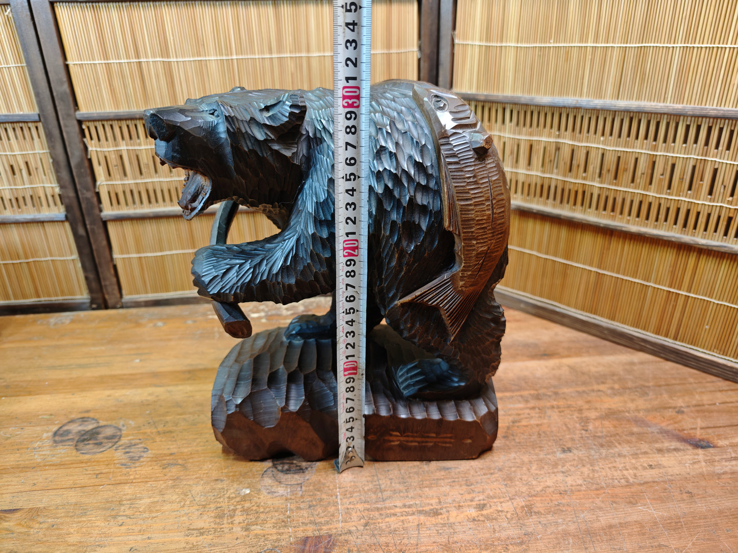 Vintage Japan Kibori Kuma Bear Hand Carved Hokkaido Ainu Wood Folk Art