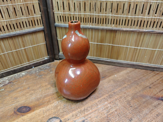 Vintage Kutani Ware Hyotan Double Gourd Vase Japanese Pottery Art Decor