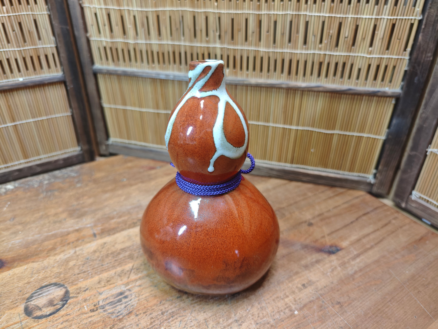 Vintage Kutani Hyotan Vase w/ Box Japanese Porcelain Art Auction Japan