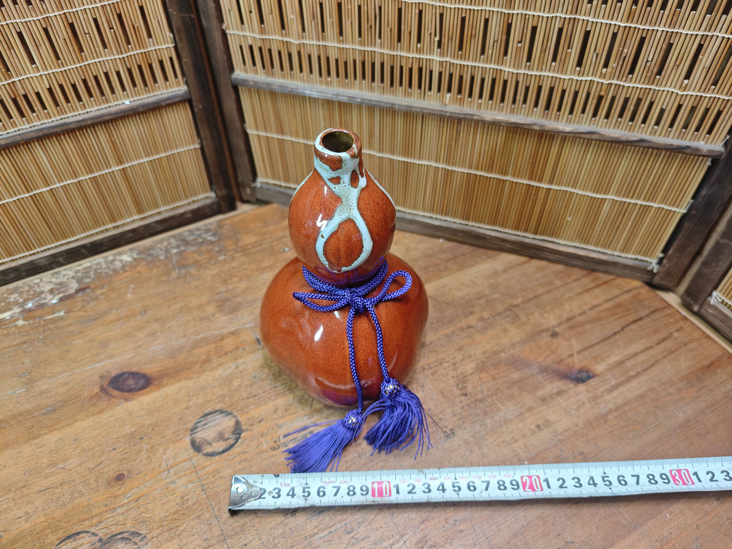 Vintage Kutani Hyotan Vase w/ Box Japanese Porcelain Art Auction Japan