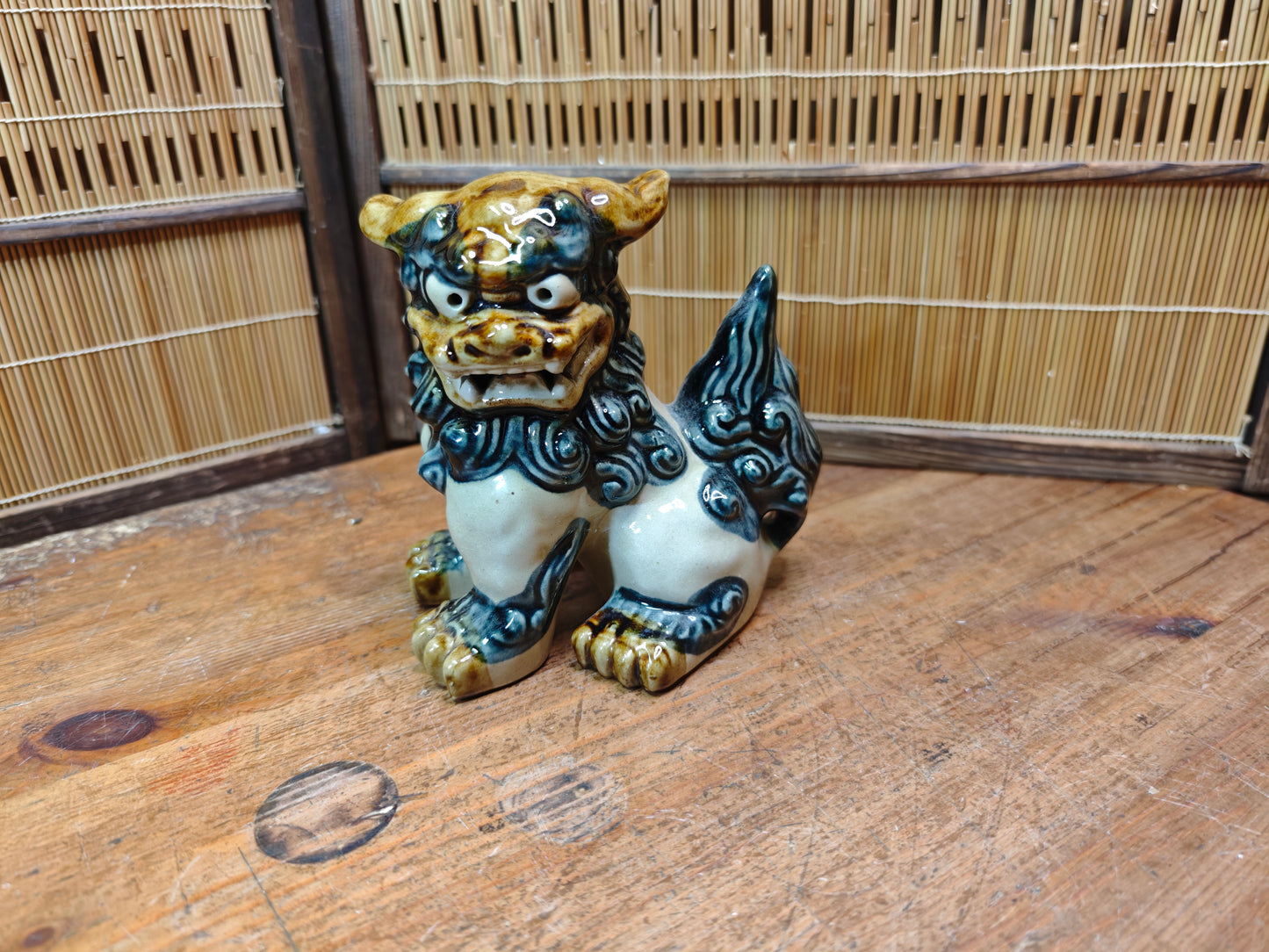 Vintage Male Okinawan Shisa Lion Guardian Statue Ceramic Japan Auction
