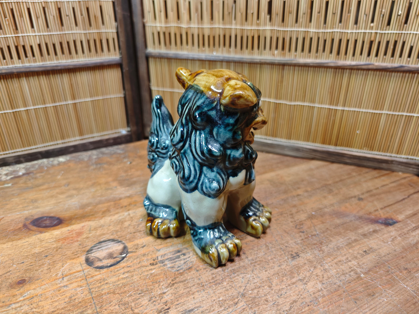 Vintage Male Okinawan Shisa Lion Guardian Statue Ceramic Japan Auction