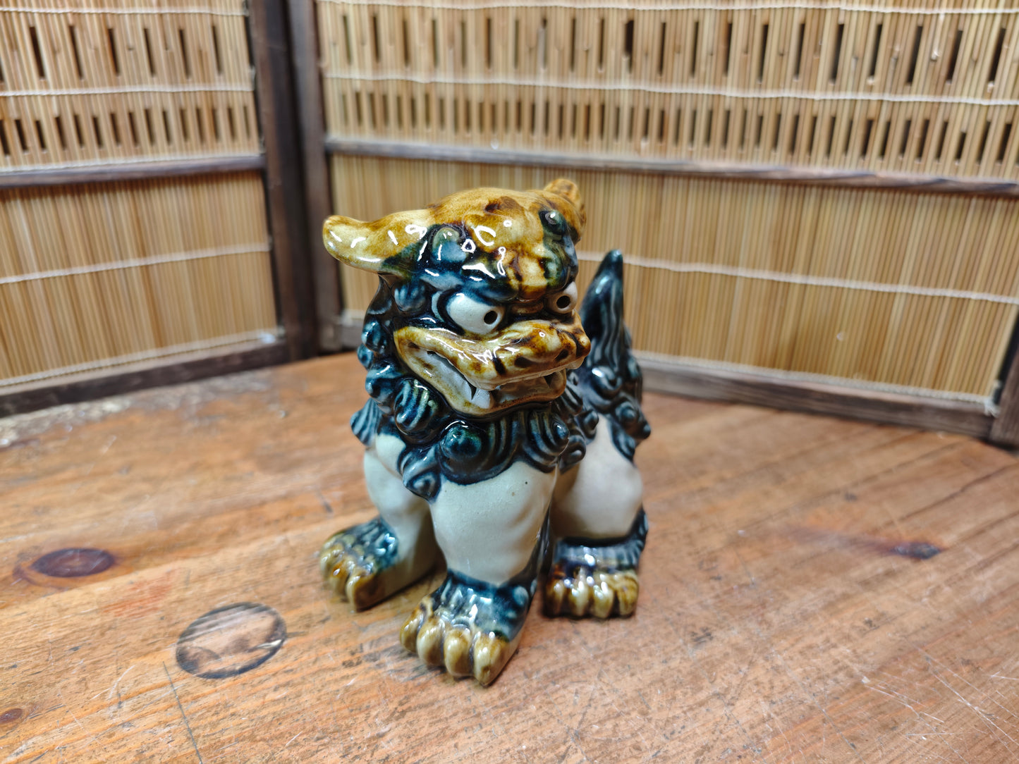 Vintage Male Okinawan Shisa Lion Guardian Statue Ceramic Japan Auction