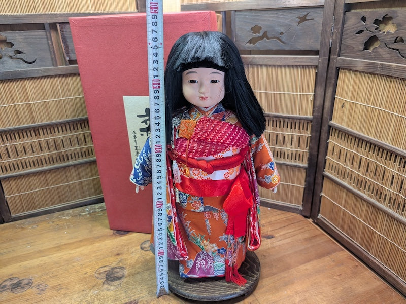Vintage Okinawa Ichimatsu Doll Silk Kimono Hanakotobuki Oshu Japan Box