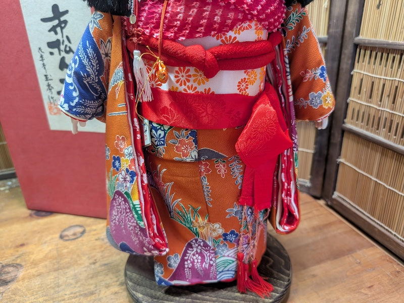 Vintage Okinawa Ichimatsu Doll Silk Kimono Hanakotobuki Oshu Japan Box
