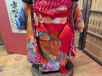 Vintage Okinawa Ichimatsu Doll Silk Kimono Hanakotobuki Oshu Japan Box