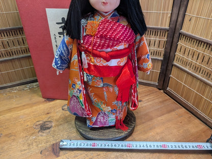 Vintage Okinawa Ichimatsu Doll Silk Kimono Hanakotobuki Oshu Japan Box