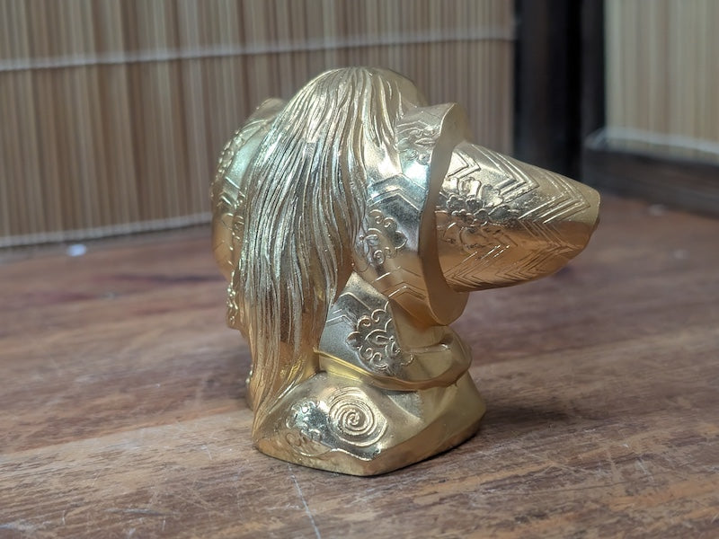 1975 Japanese Kabuki Renjishi Brass Doll Vintage Lion Dance Art