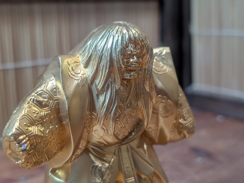 Vintage Japanese Kabuki Renjishi Doll 1975 Brass Showa Theater Collectible