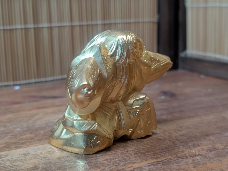 1975 Japanese Kabuki Renjishi Brass Doll Vintage Lion Dance Art