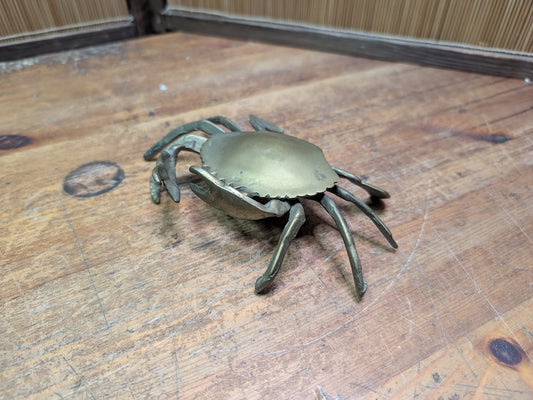 Vintage Japanese Brass Crab Sculpture Coastal Decor Japan Art Auction