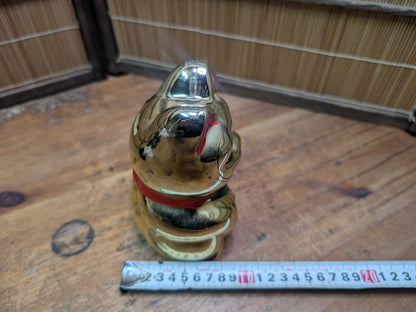 Vintage Japanese Gold Maneki Neko Ceramic Lucky Cat Figurine Auction JP