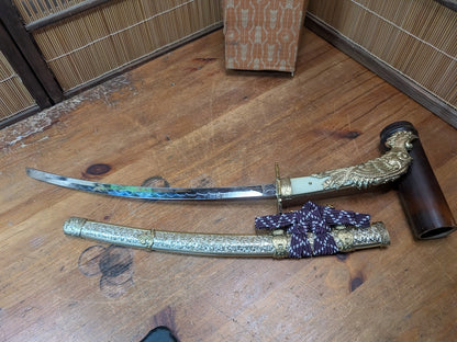 Vintage Japanese Mini Katana Sword 1980s Samurai Display w Box Made Japan