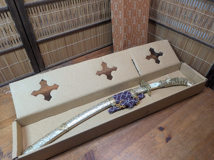Vintage Japanese Mini Katana Sword 1980s Samurai Display w Box Made Japan