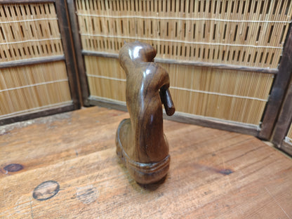 Vintage Balinese Wood Carving Seated Figure Art Deco Sculpture Mid Century