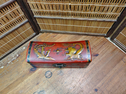 Authentic Vintage Chinese Dragon Phoenix Wooden Head Rest Pillow