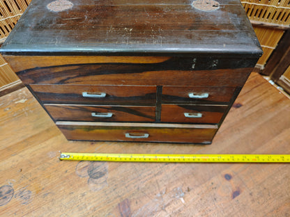 Vintage Japanese Sakura Wood Haribako Sewing Box Multi-Drawer