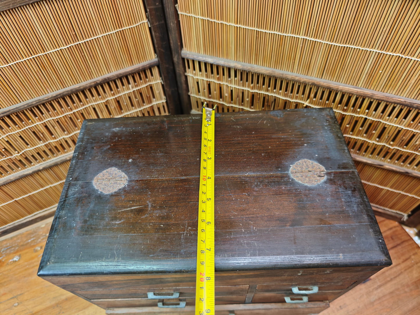 Vintage Japanese Sakura Wood Haribako Sewing Box Multi-Drawer