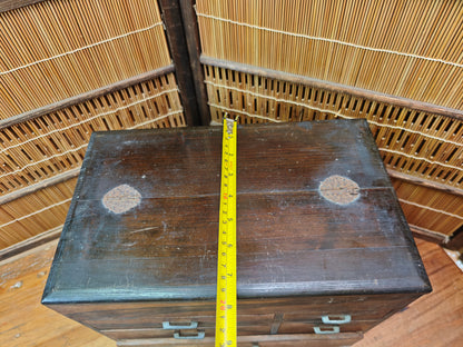 Vintage Japanese Sakura Wood Haribako Sewing Box Multi-Drawer
