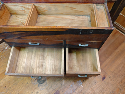 Vintage Japanese Sakura Wood Haribako Sewing Box Multi-Drawer