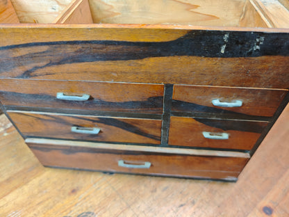 Vintage Japanese Sakura Wood Haribako Sewing Box Multi-Drawer