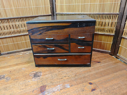 Vintage Japanese Sakura Wood Haribako Sewing Box Multi-Drawer