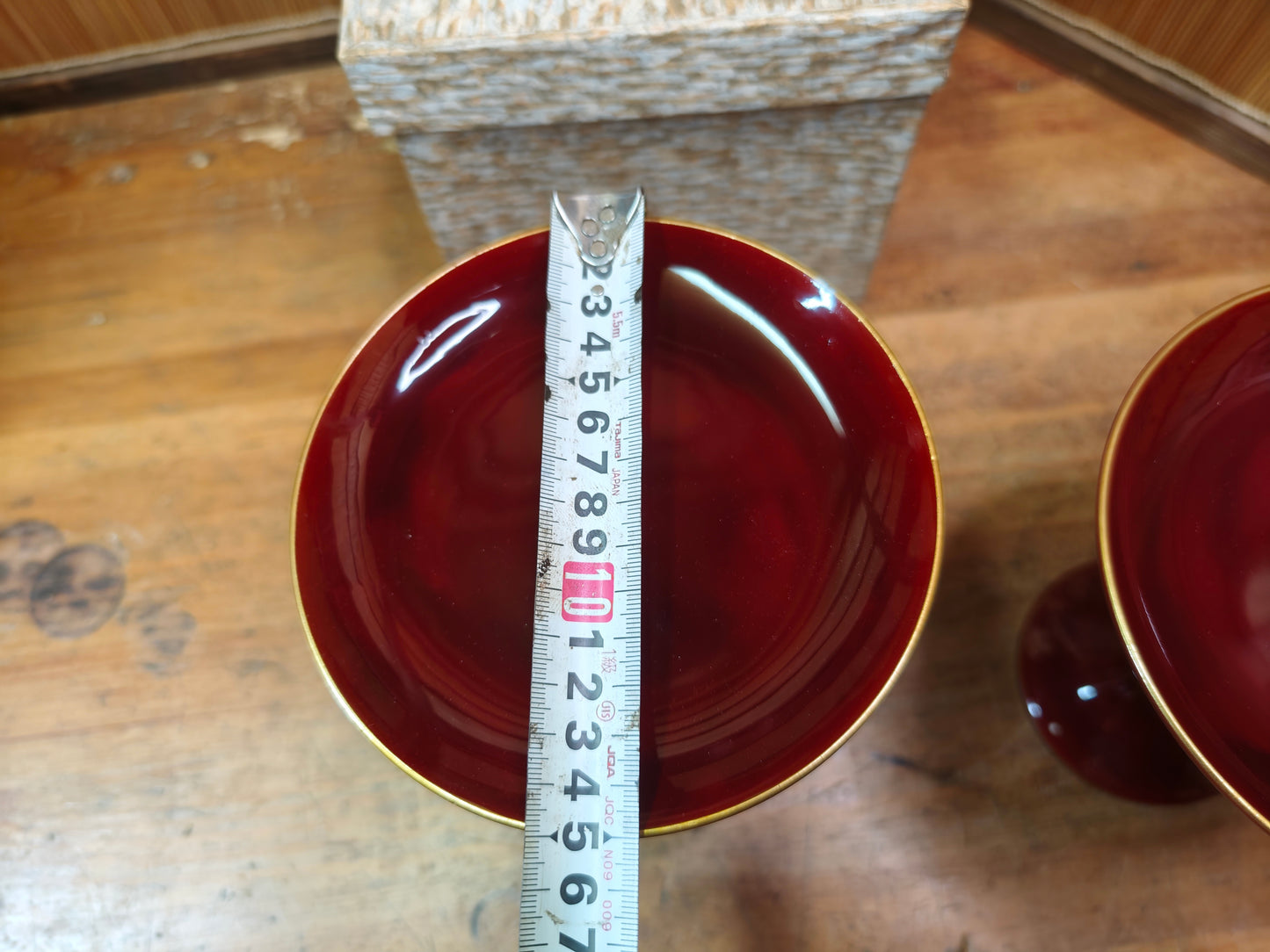 Vintage Japanese 1970s Lacquer wood Takatsuki Offering Stands Red Pair w Box