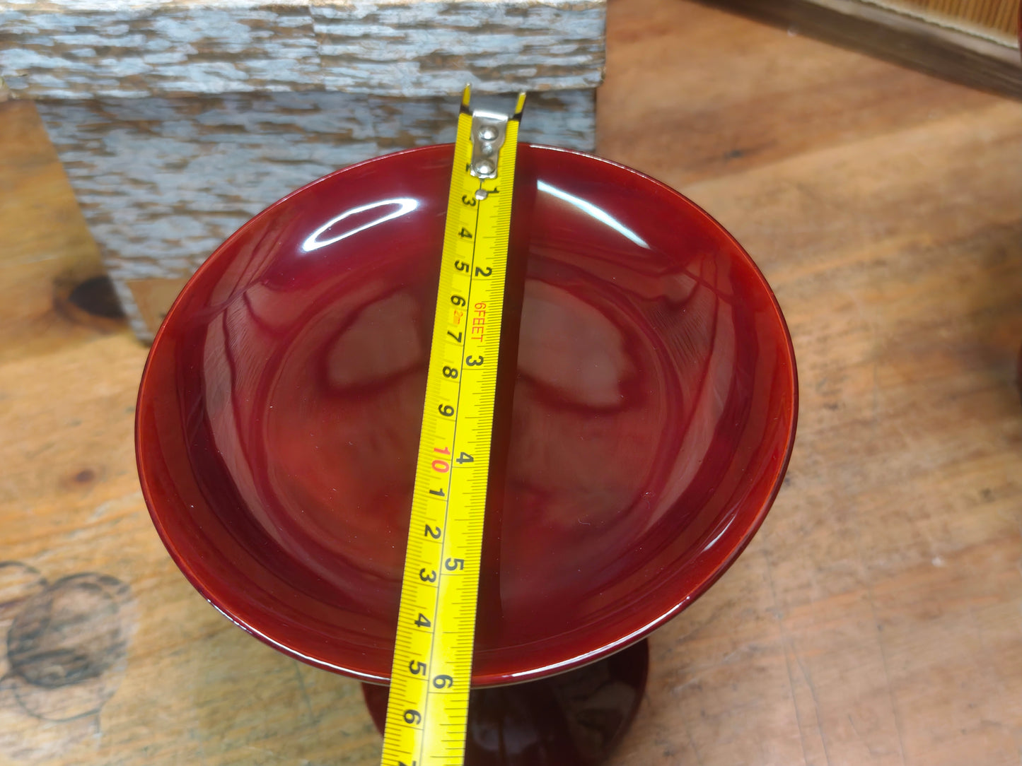 Vintage Japanese Lacquer wood Takatsuki Offering Stands Red Pair w Box
