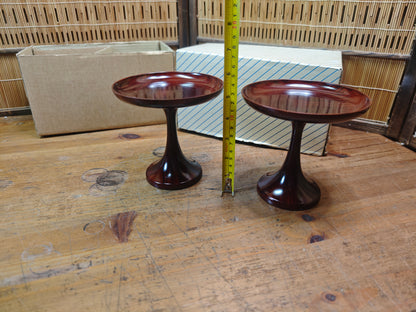 Vintage Japanese Lacquer wood Takatsuki Offering Stands Red Pair w Box