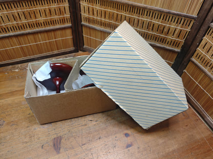 Vintage Japanese Lacquer wood Takatsuki Offering Stands Red Pair w Box