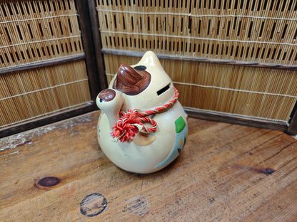 Vintage Japanese 1980s Maneki Neko Lucky Cat Pottery Figurine Japan