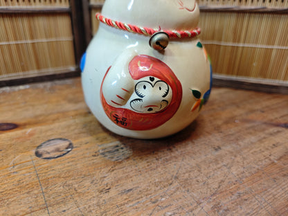 Vintage Japanese 1980s Maneki Neko Lucky Cat Pottery Figurine Japan
