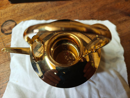 Vintage Japanese Gold Plated Brass Sake Pot 1970s Unused Boxed Set