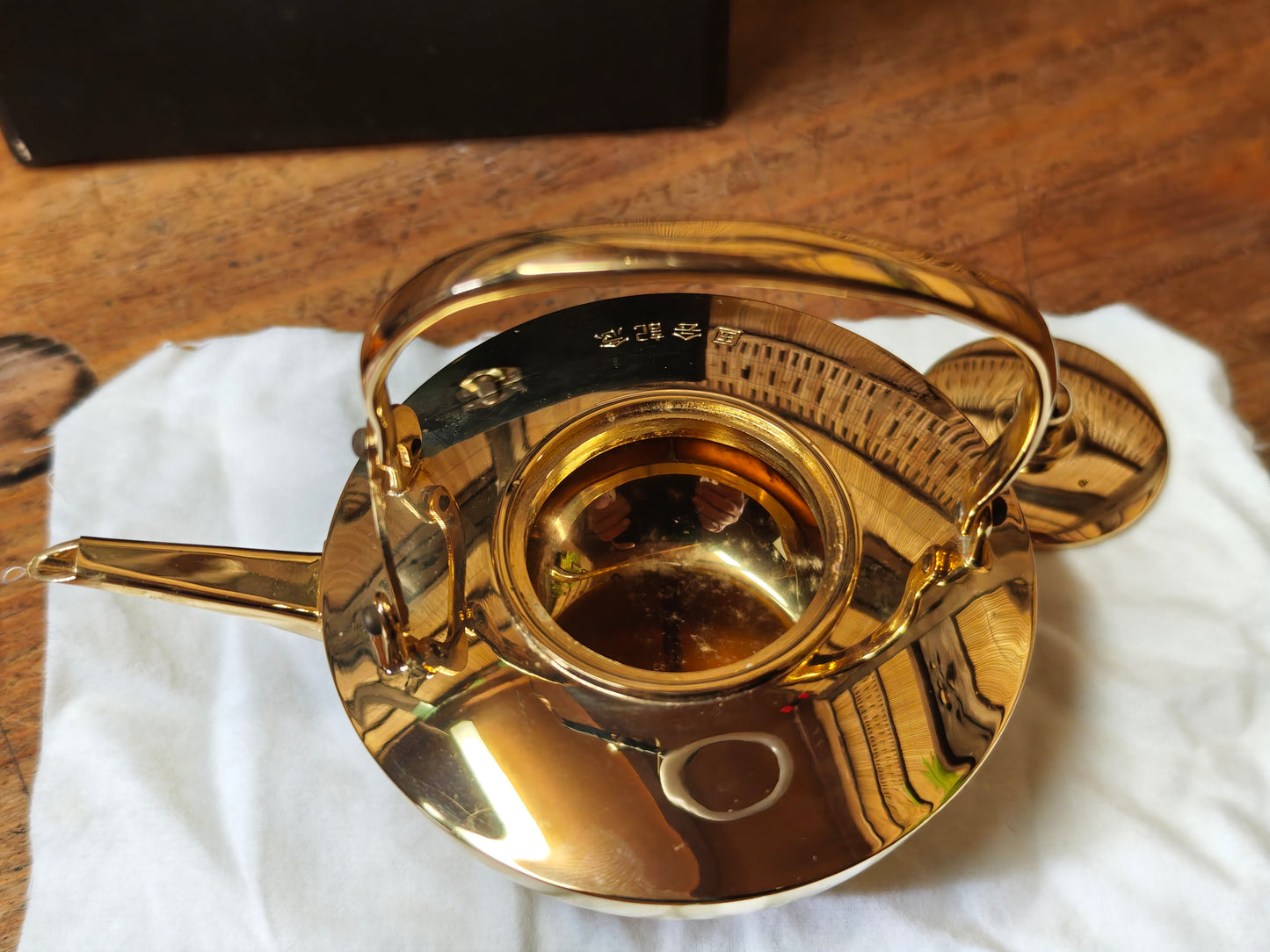 Vintage Japanese Gold Plated Brass Sake Pot 1970s Unused Boxed Set