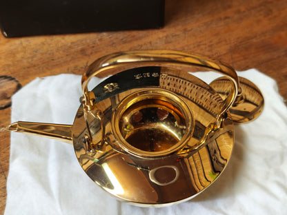 Vintage Japanese Gold Plated Brass Sake Pot 1970s Unused Boxed Set