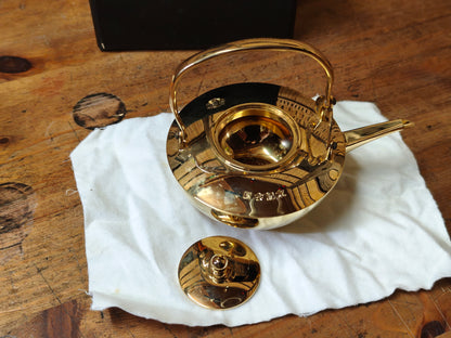 Vintage Japanese Gold Plated Brass Sake Pot 1970s Unused Boxed Set