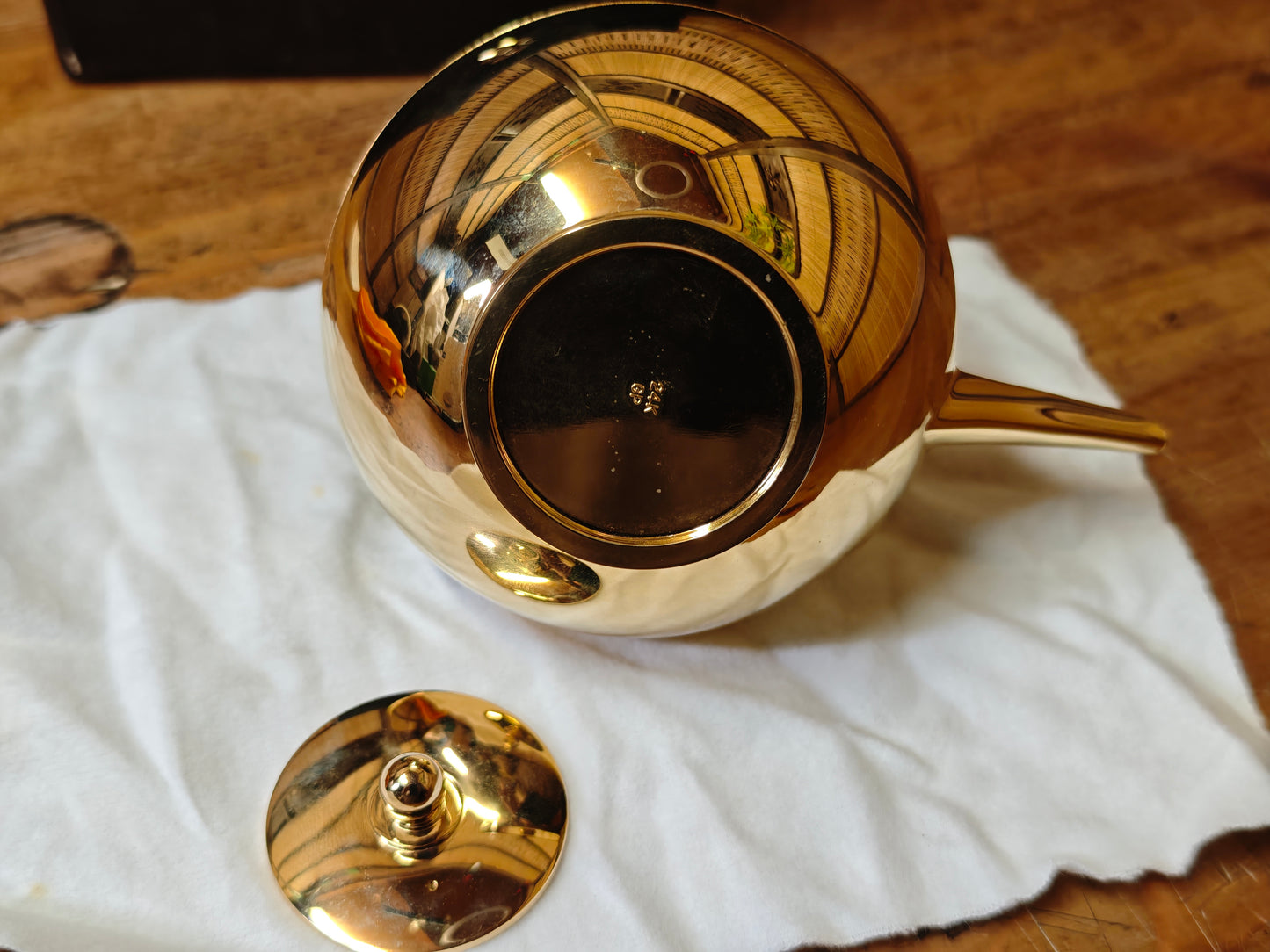 Vintage Japanese Gold Plated Brass Sake Pot 1970s Unused Boxed Set