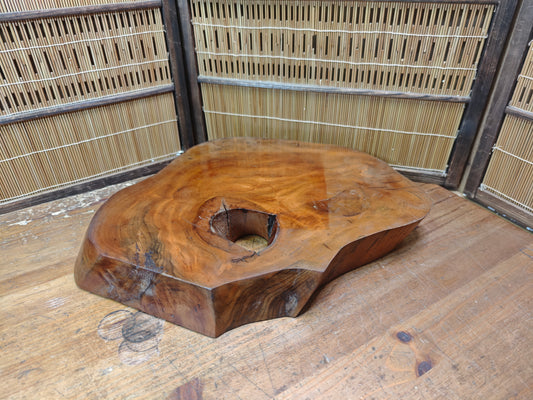 Vintage Japanese Bonsai Table 1970s Oak Burl Root Wood Wabi Sabi Stand