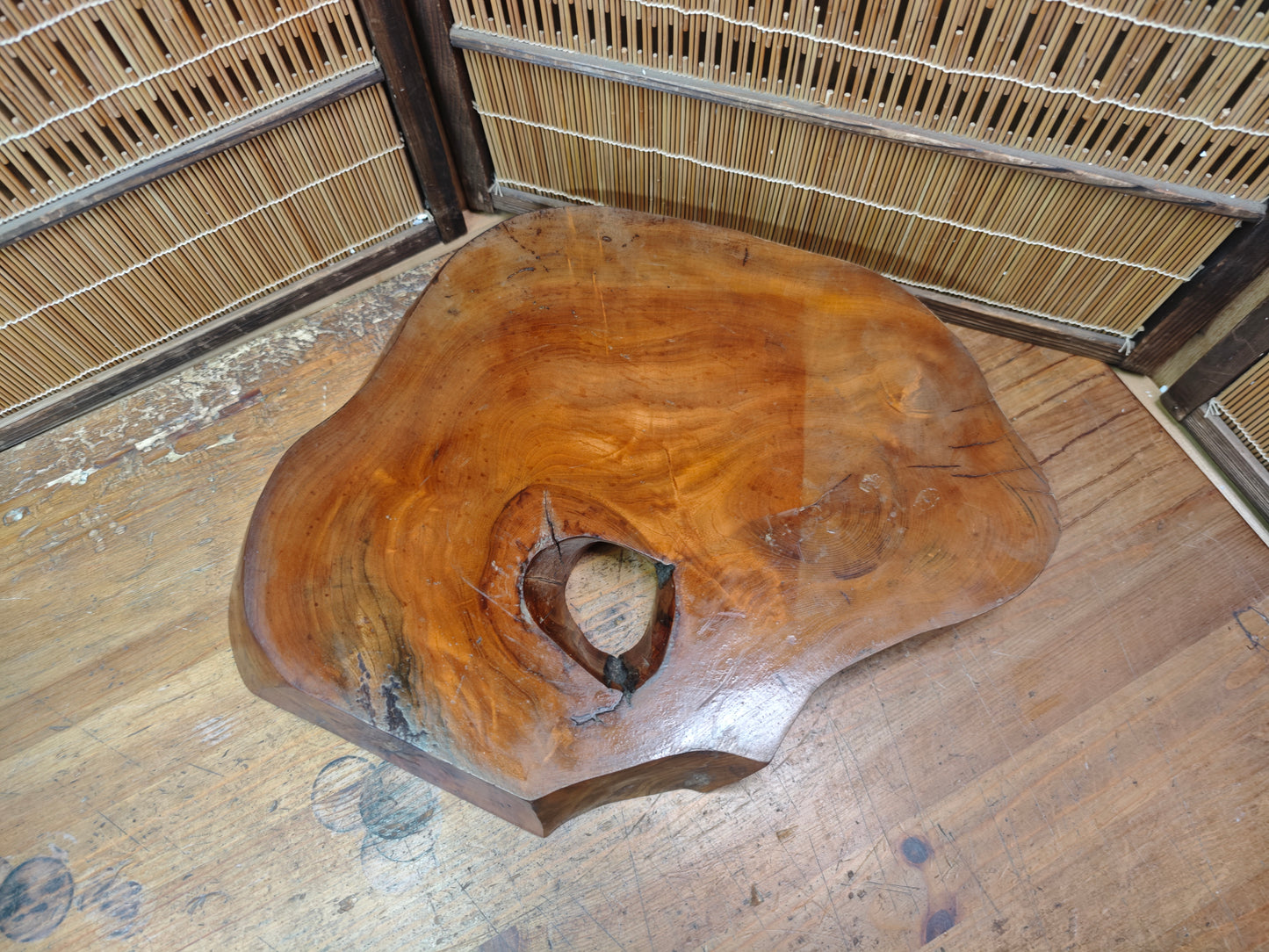 Vintage Japanese Bonsai Table 1970s Oak Burl Root Wood Wabi Sabi Stand