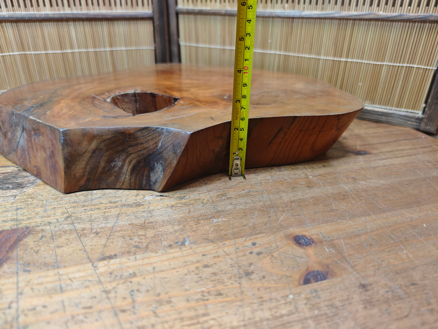 Vintage Japanese Bonsai Table 1970s Oak Burl Root Wood Wabi Sabi Stand