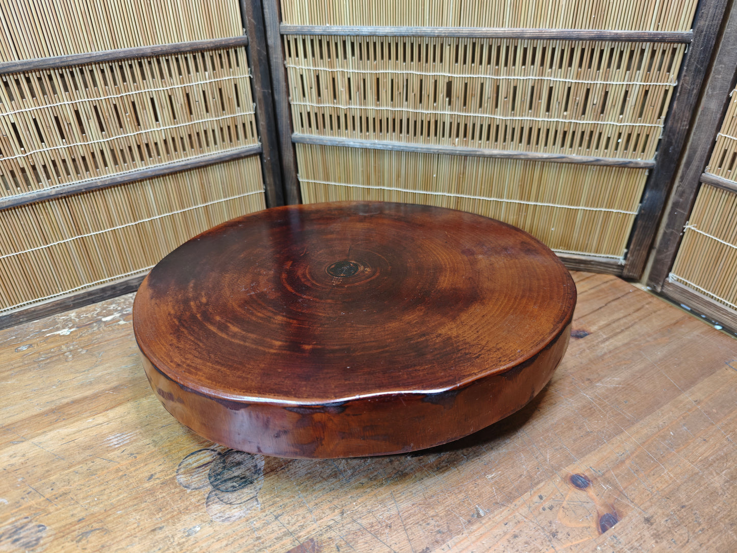 Vintage Japanese Bonsai Table Sugi Wood Burl Natural Display Stand Signed