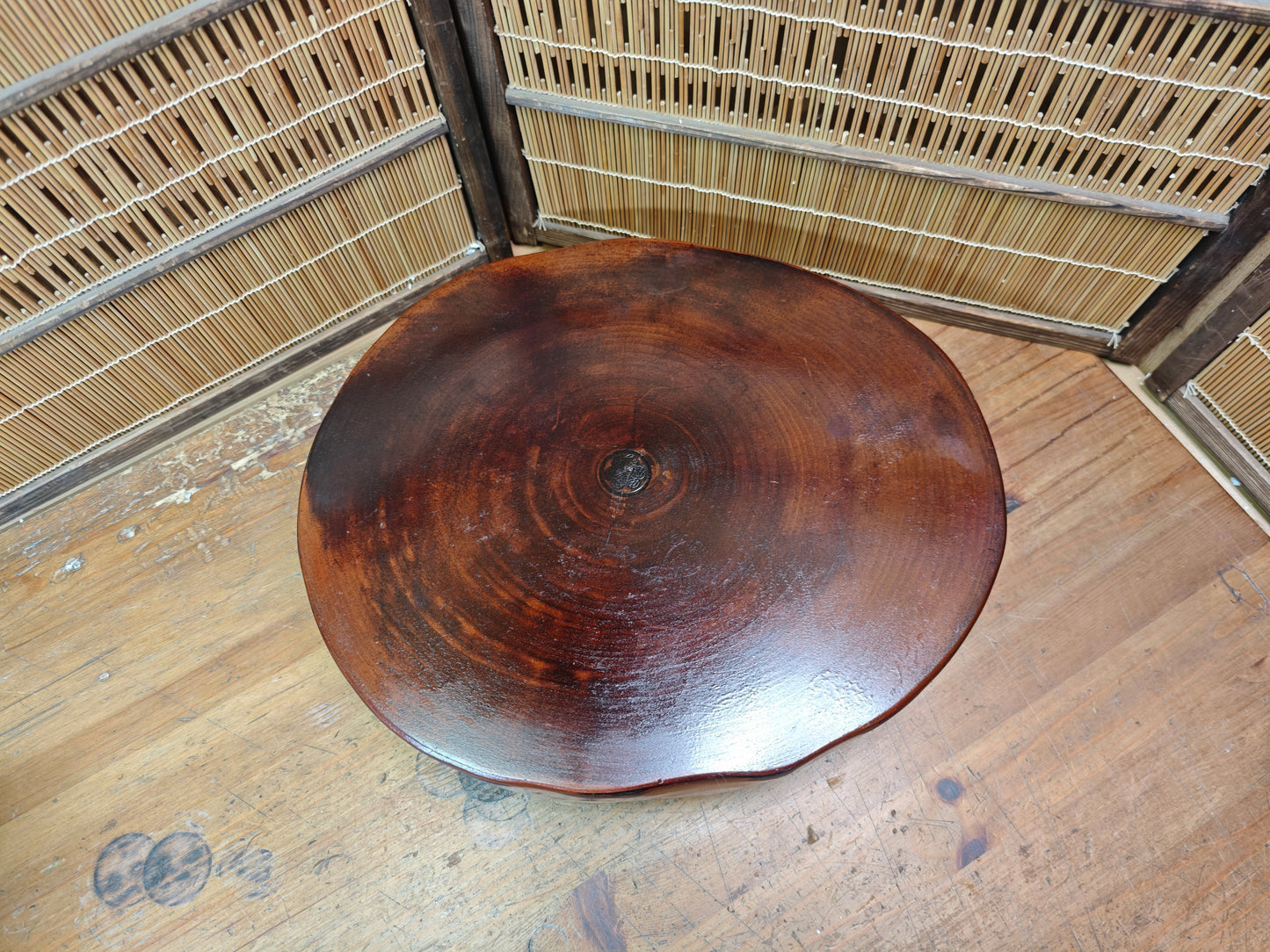 Vintage Japanese Bonsai Table Sugi Wood Burl Natural Display Stand Signed