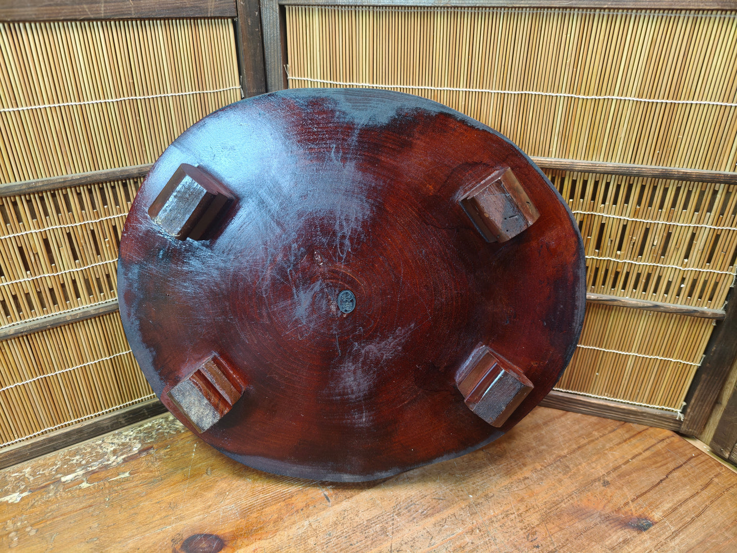 Vintage Japanese Bonsai Table Sugi Wood Burl Natural Display Stand Signed
